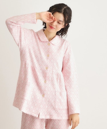 中わた入り マリートレリス柄プリント ニットキルトパジャマ