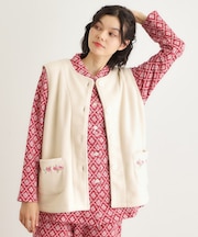 クチュールローズ柄 刺繍フリースベスト