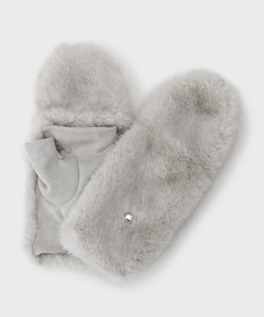 【指先2WAY】フェイクファーミトン