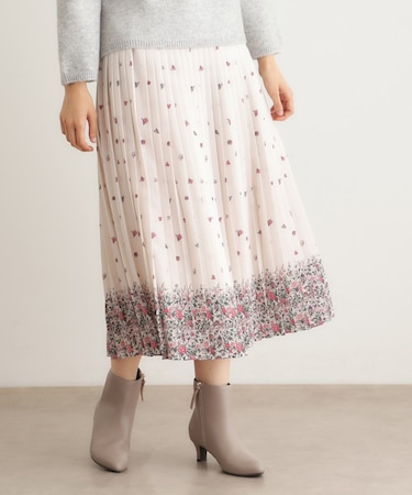 【洗える／同柄アイテムあり】ライリー バタフライズ柄 プリーツスカート