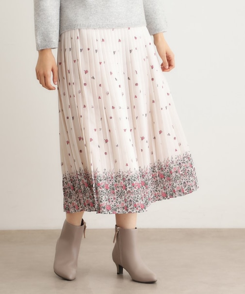 【洗える／同柄アイテムあり】ライリー バタフライズ柄 プリーツスカート