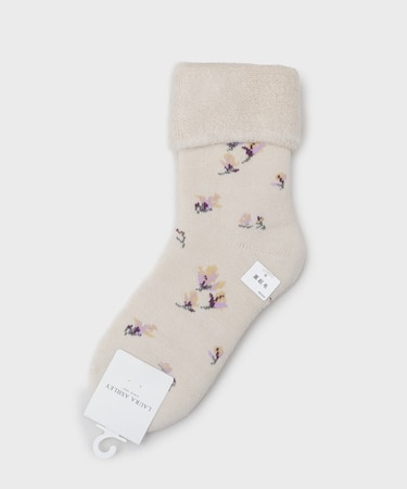 【内側起毛】マグノリア柄 あたたかルームソックス