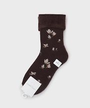 【内側起毛】マグノリア柄 あたたかルームソックス