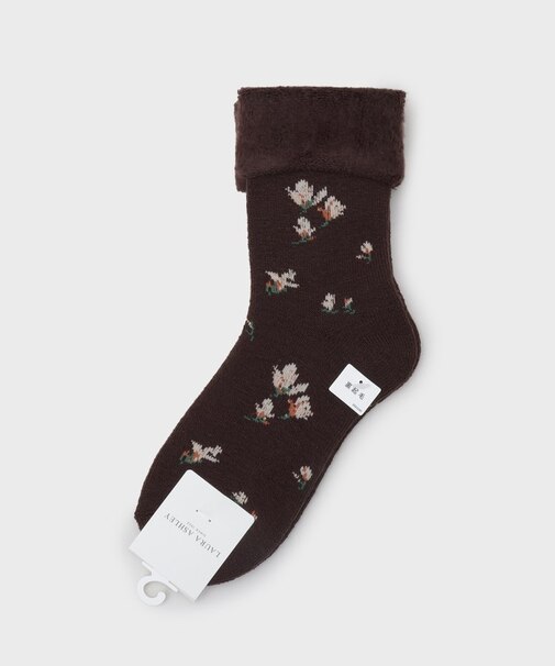 【内側起毛】マグノリア柄 あたたかルームソックス