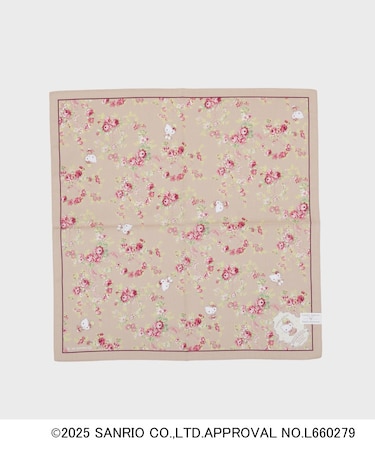 【サンリオキャラクターズコラボ】ハローキティ＆花 プリントハンカチ