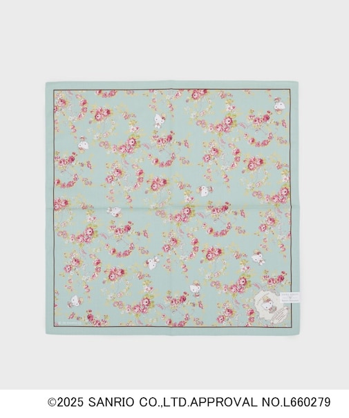 【サンリオキャラクターズコラボ】ハローキティ＆花 プリントハンカチ