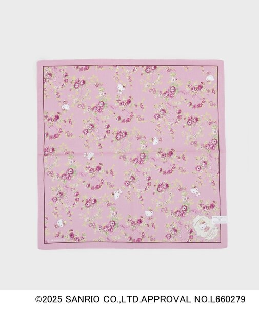 【サンリオキャラクターズコラボ】ハローキティ＆花 プリントハンカチ