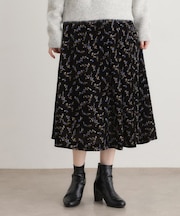 【洗える／ウエストゴム／同柄アイテムあり】エラビー スプリッグ柄 ベロアスカート