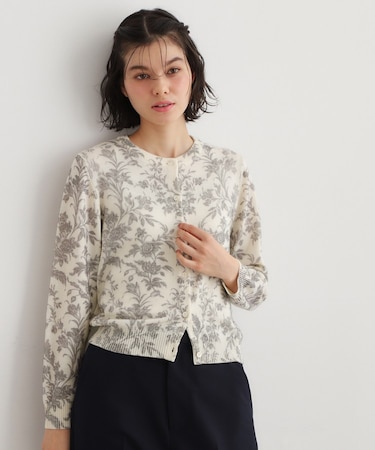 【ウール100％／洗える／同柄アイテムあり】ロイド柄 プリントニットカーディガン