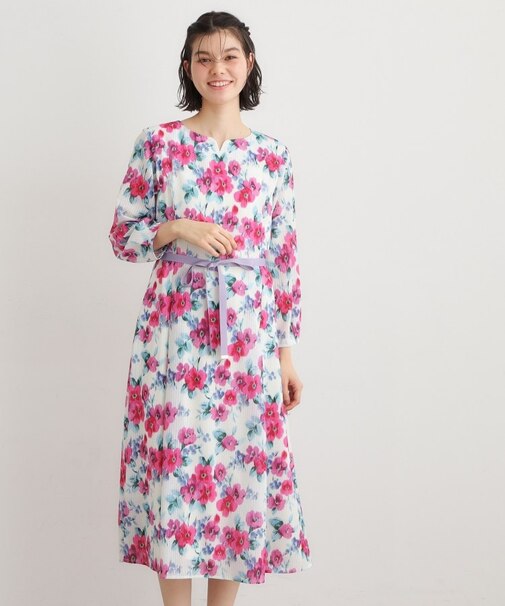 【洗える／同柄アイテムあり】フリーサム ヘイズ柄ワンピース