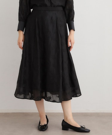 【セットアップ可】ランズウィック柄 刺繍フレアスカート