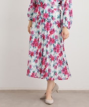 【手洗い可／同柄アイテムあり】フリーサム ヘイズ柄 プリーツスカート