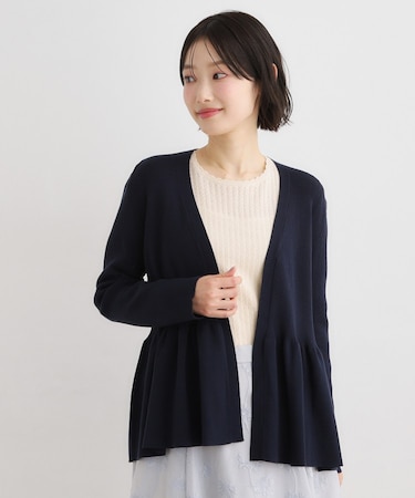 【人気デザイン！シルク混／洗える／バックリボン】フリルカーディガン