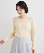 【洗える／透かし編み】スカラッププルオーバーニット