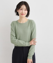 【洗える/透かし編み】スカラッププルオーバーニット