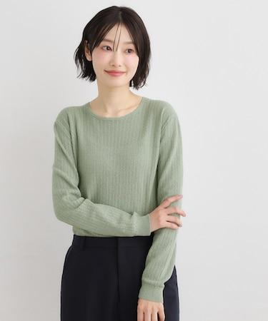 【洗える／透かし編み】スカラッププルオーバーニット