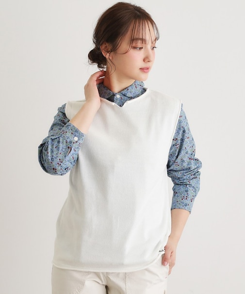 【人気デザイン！日本製／ロゴ刺繍入り／ワンマイルウエア】コットン ニットベスト