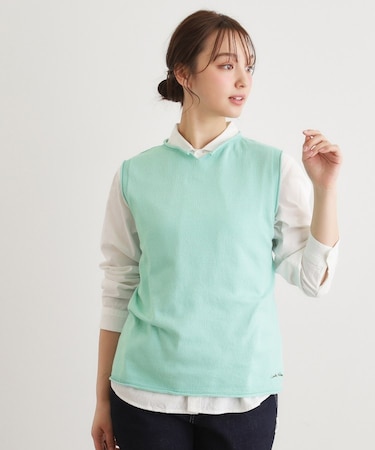 【人気デザイン！日本製／ロゴ刺繍入り／ワンマイルウエア】コットン ニットベスト