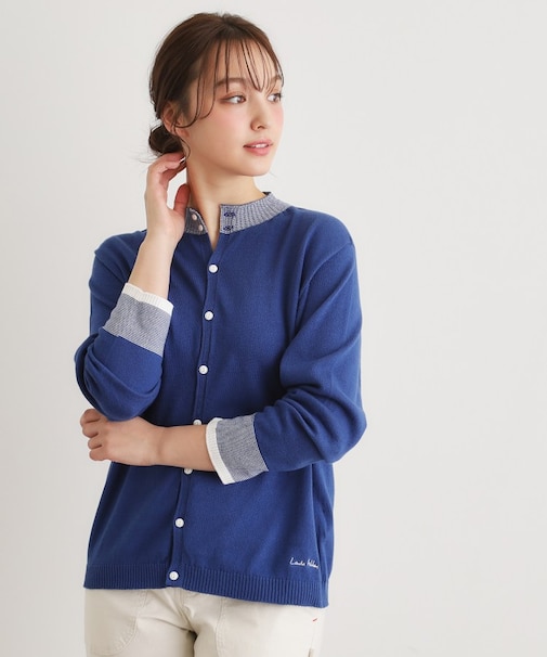 【人気デザイン！日本製／ロゴ刺繍入り／ワンマイルウエア】コットン ニットカーディガン