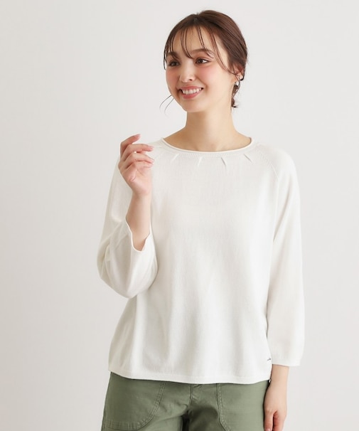 【人気デザイン！日本製／ロゴ刺繍入り／ワンマイルウエア】コットン プルオーバーニット