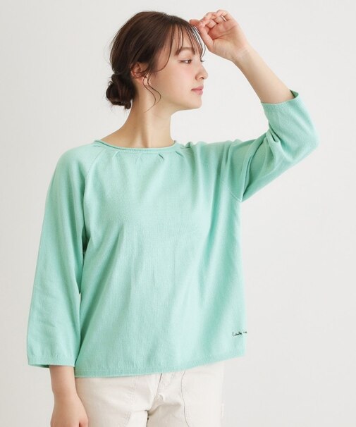 【人気デザイン！日本製／ロゴ刺繍入り／ワンマイルウエア】コットン プルオーバーニット