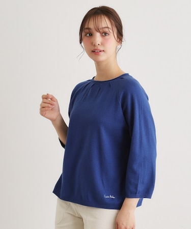 【人気デザイン！日本製／ロゴ刺繍入り／ワンマイルウエア】コットン プルオーバーニット