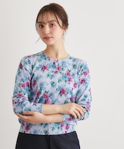 【洗える／同柄・同素材アイテムあり】フリーサム ヘイズ柄 プリントニットカーディガン