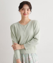 【7分袖／洗える】アイレット入りカーディガン