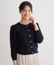 【7分袖／洗える】アイレット入りカーディガン