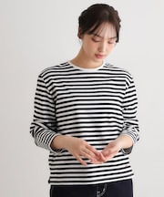 【日本製】コットン ボーダー裏毛長袖Tシャツ