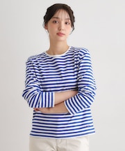 【日本製】コットン ボーダー裏毛長袖Tシャツ