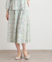 【ウエストゴム仕様／洗える／ジャージ素材／同柄アイテムあり】サトクリフ チューリップス柄スカート