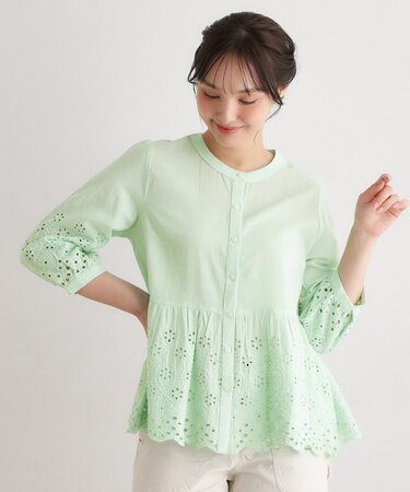 【羽織に使える/コットン100%】キャンブリックカットワークブラウス