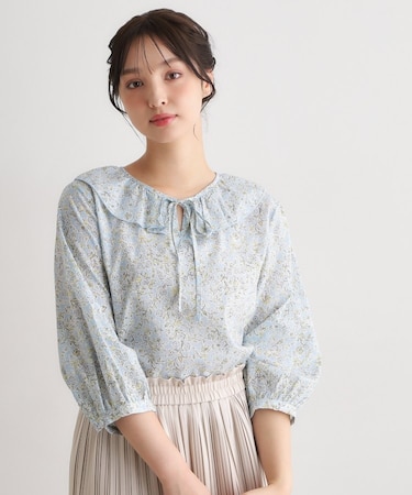 【7分袖／洗える／同柄アイテムあり】ハービー フィールド柄 ブラウス