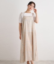 【前後2WAY／洗える／肩紐調整可／同柄アイテムあり】ハービー フィールド柄 キャミワンピース