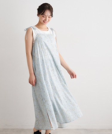 【前後2WAY／洗える／肩紐調整可／同柄アイテムあり】ハービー フィールド柄 キャミワンピース