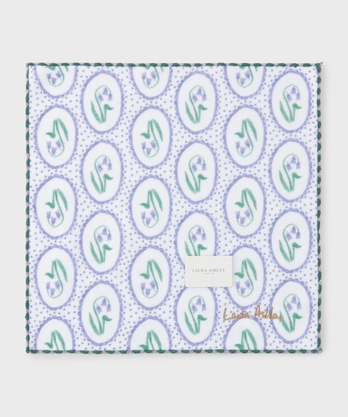 アリーブルーベルウィズスポット柄プリントタオルハンカチ