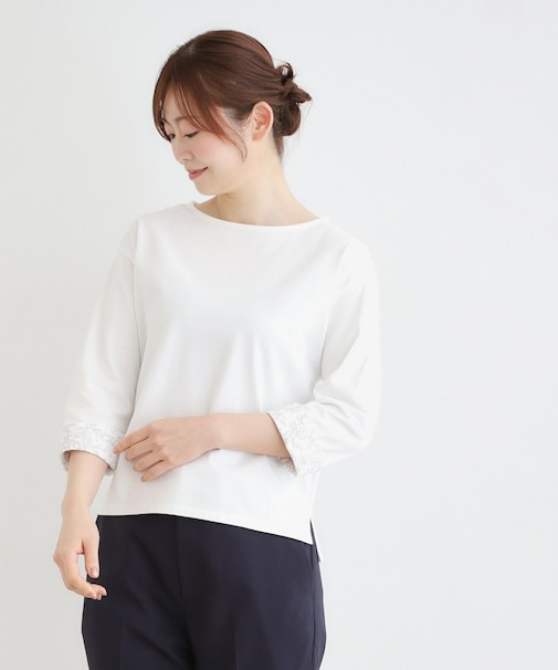 【7分袖／コットン100％／見返し刺繍入り／5colors】ハービー フィールド柄プルオーバー