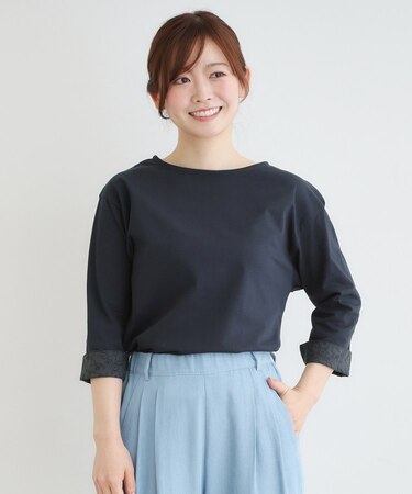 【7分袖／コットン100％／見返し刺繍入り／5colors】ハービー フィールド柄プルオーバー