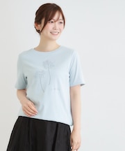 【洗える／立体モチーフ／コットン100％】ランズウィック柄Tシャツ