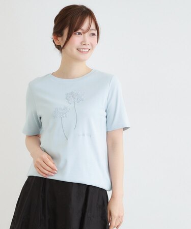 【洗える／立体モチーフ／コットン100％】ランズウィック柄Tシャツ