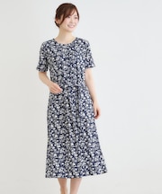 【洗える／ジャージ素材／同柄アイテムあり】ライ柄ワンピース