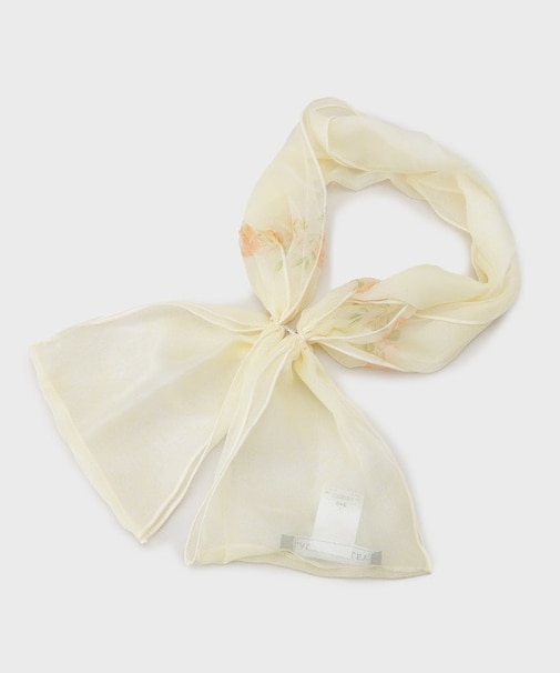 【シルク100％／ワンタッチ】花柄スカーフ