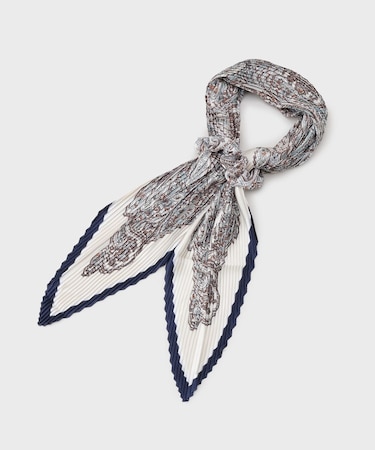 【シュシュ付】ペルシャ柄プリーツスカーフ