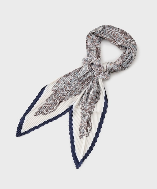 【シュシュ付】ペルシャ柄プリーツスカーフ