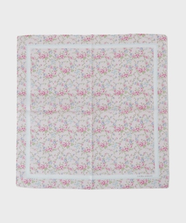 小リボン＆お花 プリントハンカチ