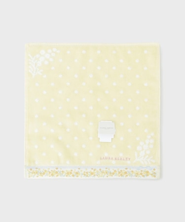 ミモザヘムドットタオルハンカチ