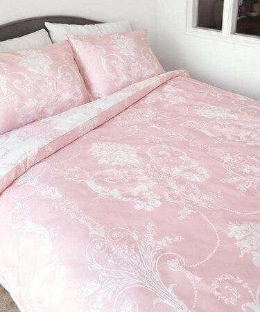 【ダブル】ジョゼッテ柄／ペールシクラメン デュベカバー