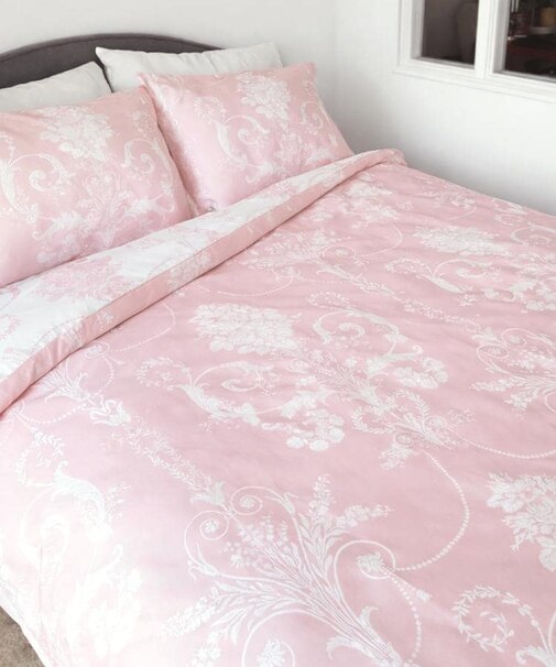 【ダブル】ジョゼッテ柄／ペールシクラメン デュベカバー