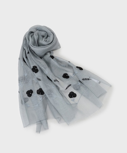 【シルク混／刺繍入り】シアーストール